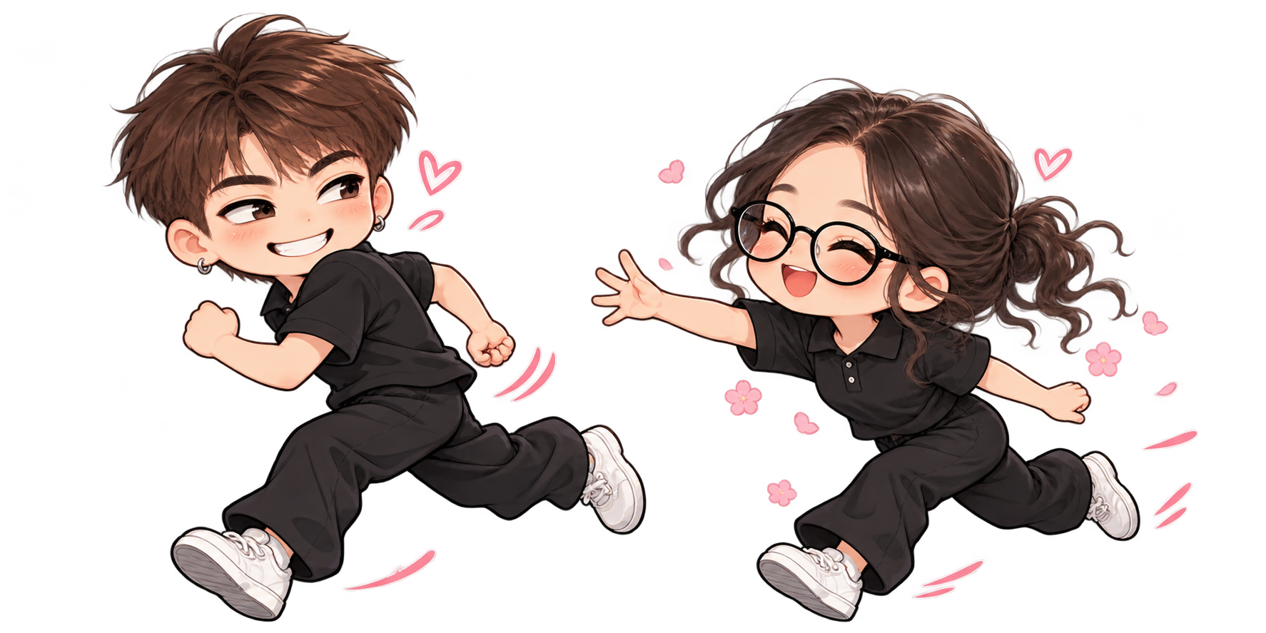 Chibi anh chọc em cười rồi chạy, em cười đuổi theo anh